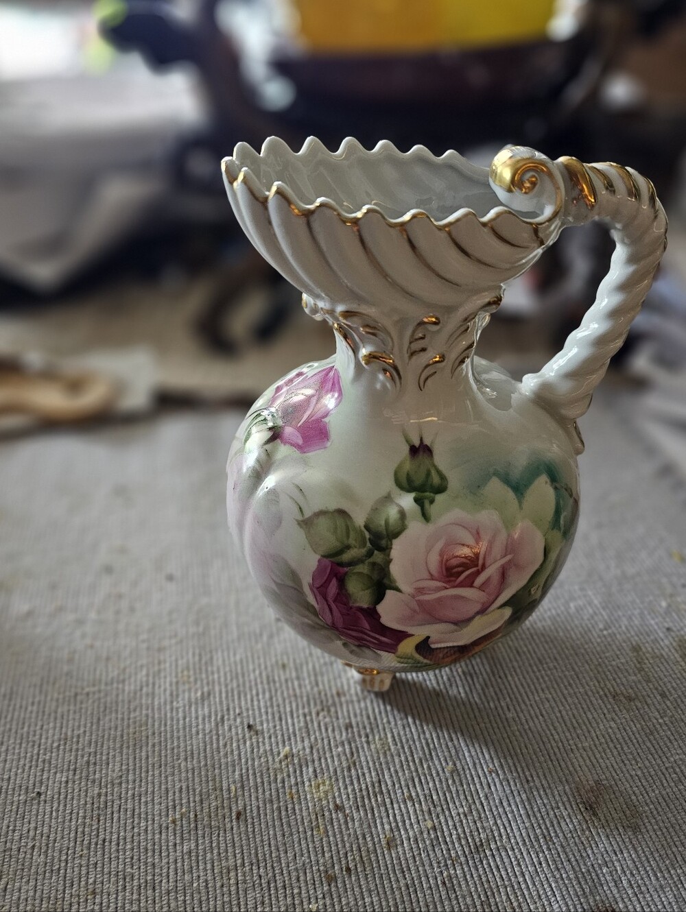 Antique VICTORIAN Nippon Footed Cabinet Porcelain Ewer
